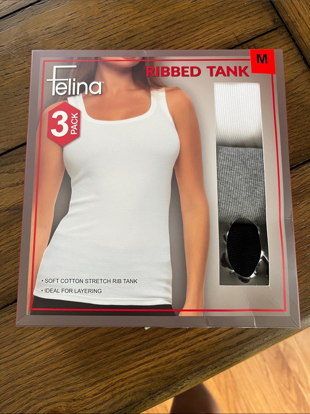Felina Ribbed Tank 3-Pack – White, Gray, Black